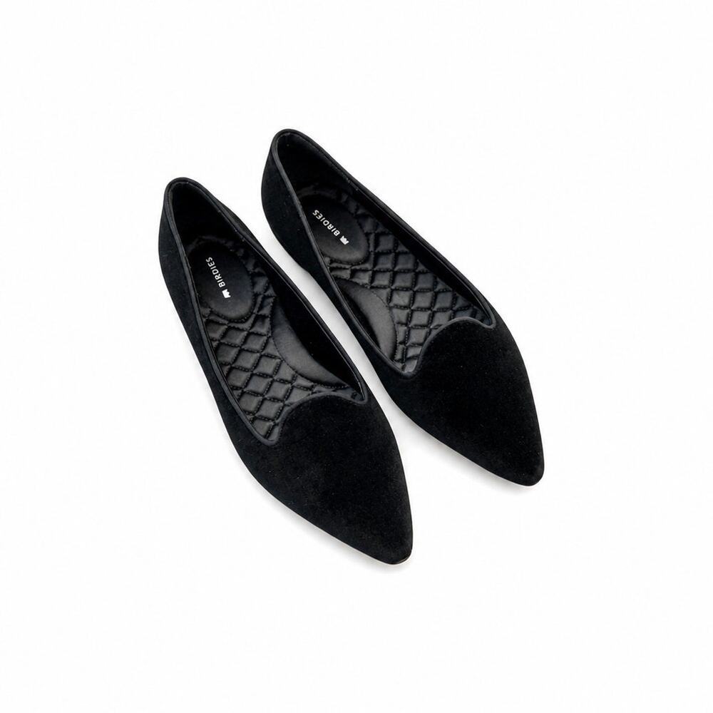 Birdies Starfinch 15 Black Velvet Flats Pointed Toe Loafer Womens 9.5 Comfort